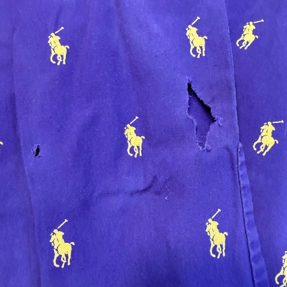 Polo Ralph Lauren PJ Bottoms Mens XL Purple Yellow Pony Logo FLAWED SEE PHOTOS